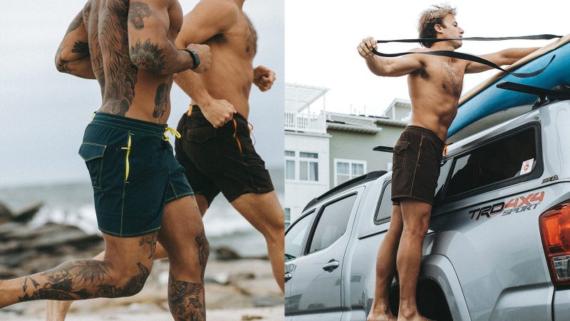 Ten Thousand x Birdwell Collection featuring high-performance training shorts with retro surf style, built for intense workouts and beach-ready durability.