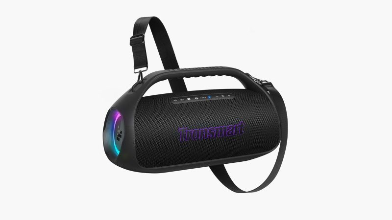 Tronsmart Bang 2 Portable Party Speaker boasts a rugged design, vibrant LED lighting, and a compact frame, built for bold sound and outdoor durability.