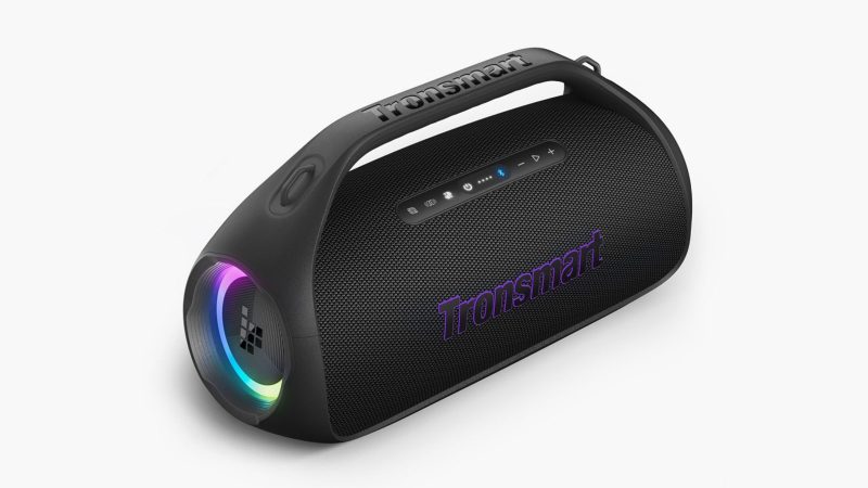 Tronsmart Bang 2 Portable Party Speaker boasts a rugged design, vibrant LED lighting, and a compact frame, built for bold sound and outdoor durability.