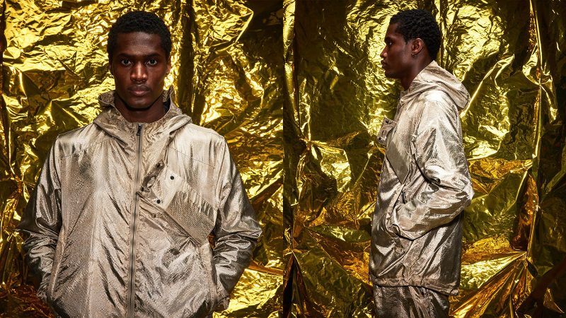 Vollebak Shielding Jacket made with pure silver for electromagnetic and infrared protection, antimicrobial design, and Faraday cage pockets.