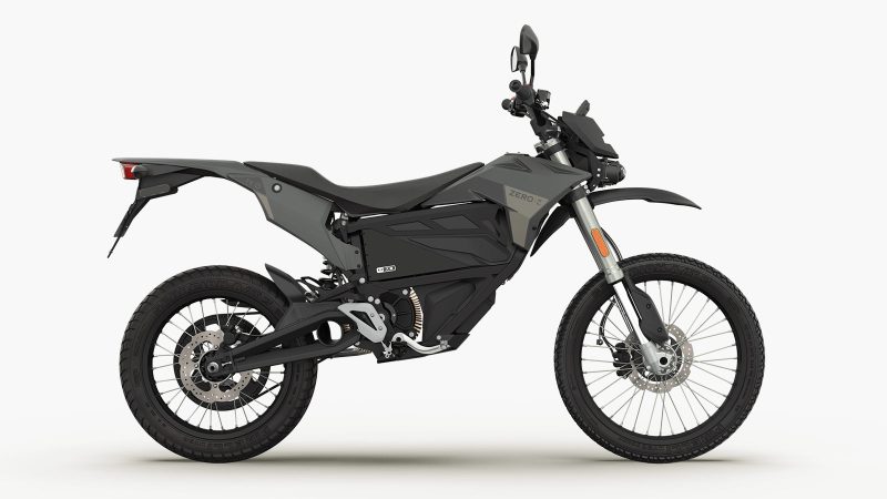 Zero FX electric motorcycle with aggressive off-road styling, high-torque electric motor, minimalist frame, and dual-sport tires built for dirt and street.