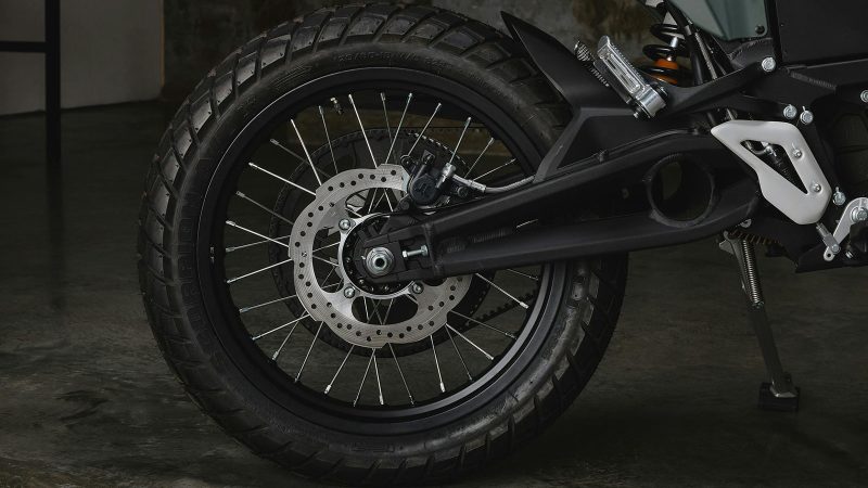 Zero FX electric motorcycle with aggressive off-road styling, high-torque electric motor, minimalist frame, and dual-sport tires built for dirt and street.
