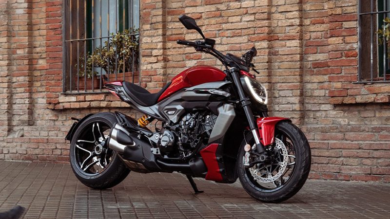 The 2025 Ducati XDiavel V4 cruiser motorcycle features a V4 engine, aggressive styling, and signature Italian craftsmanship.
