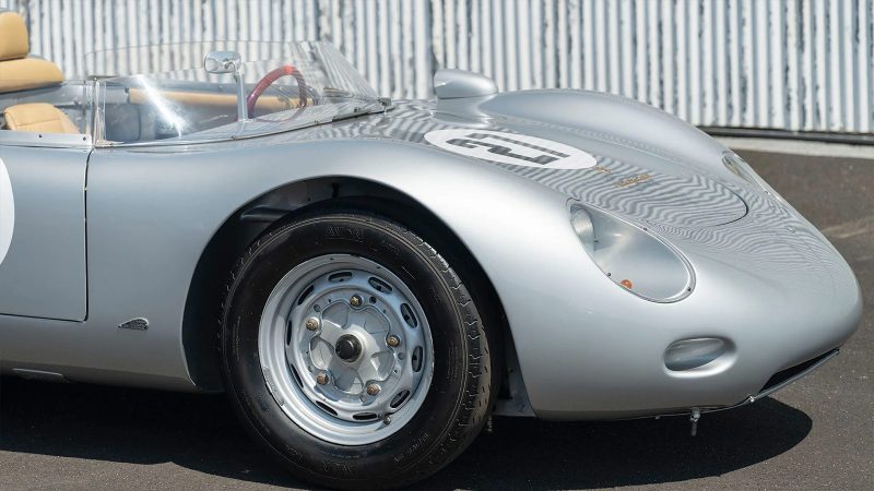 1959 Porsche 718 RSK Spyder chassis 023, restored Austrian street-legal racer with four-cam engine and Wendler bodywork, headed to auction.