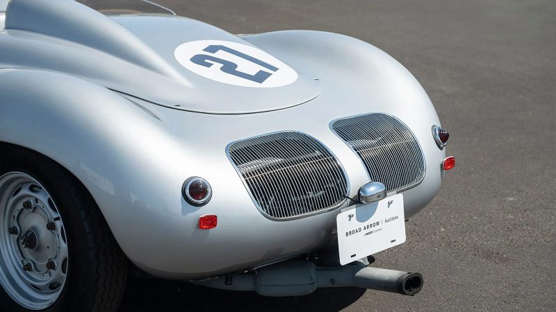 1959 Porsche 718 RSK Spyder chassis 023, restored Austrian street-legal racer with four-cam engine and Wendler bodywork, headed to auction.
