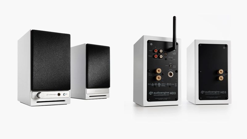 Audioengine’s HD3 Next Gen Home Music System with Bluetooth connectivity, wood accents, and compact stereo speakers delivering premium high-fidelity sound.