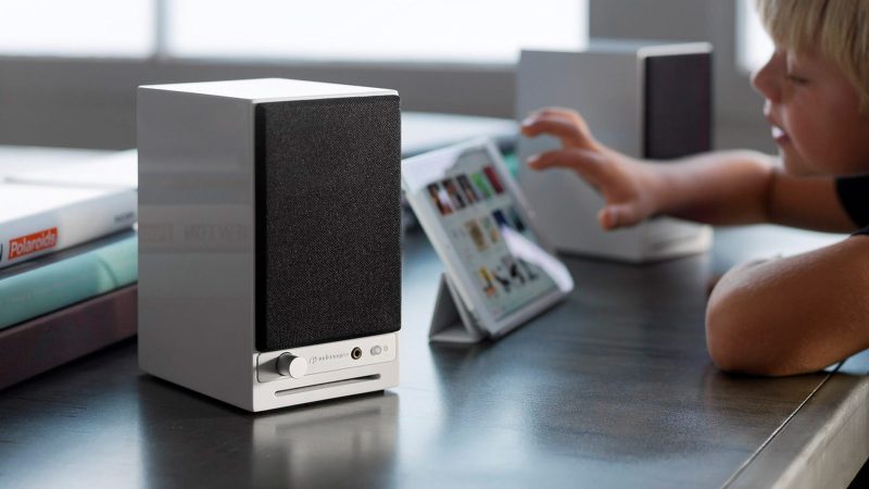 Audioengine’s HD3 Next Gen Home Music System with Bluetooth connectivity, wood accents, and compact stereo speakers delivering premium high-fidelity sound.