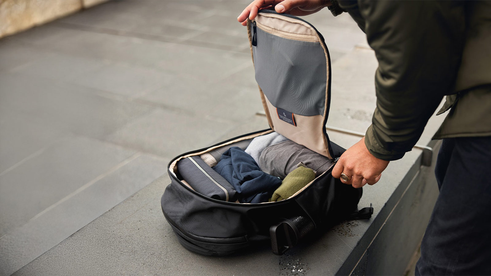 Bellroy Transit Workpack open with clothing inside – Best Bellroy Everyday Carry Gear for efficient packing