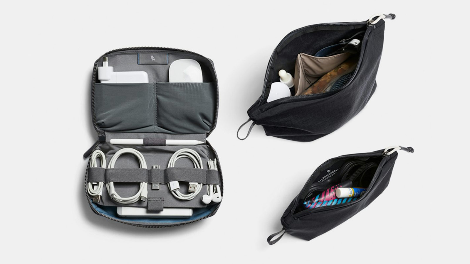 Bellroy Pack Well Travel Set open and organized with cables, mouse, and accessories – Best Bellroy Everyday Carry Gear for tech and travel essentials