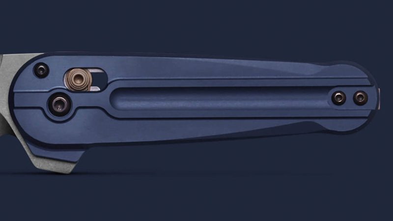 Benchmade Lowden flipper knife in anodized aluminum with an M390 stainless steel blade, is designed for lightweight everyday carry and durability.