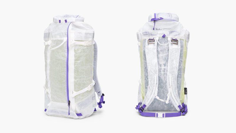 D_b_ Weigh Lighter Backpack 25L in ALUULA Graflyte™ fabric showcasing ultralight alpine design with ski carry straps and durable mountaineering build.