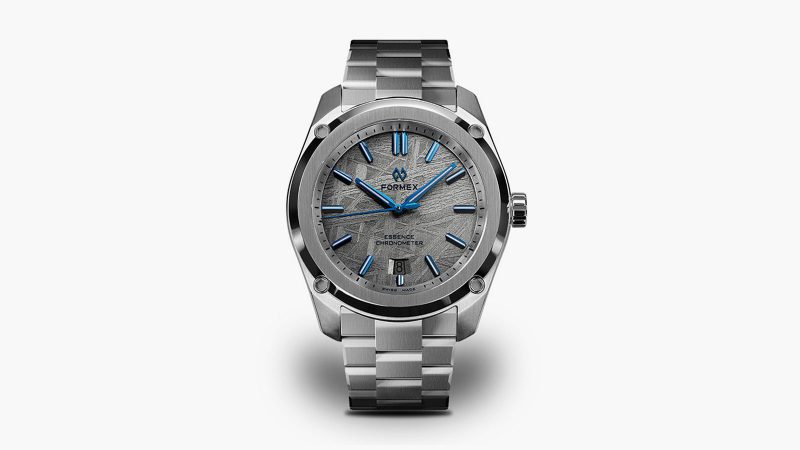 Formex Essence FortyOne Space Ghost watch featuring a 41mm stainless steel case, meteorite dial, COSC-certified automatic movement, and micro-adjustable bracelet.