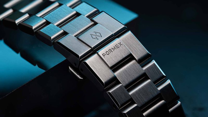 Formex Essence FortyOne Space Ghost watch featuring a 41mm stainless steel case, meteorite dial, COSC-certified automatic movement, and micro-adjustable bracelet.
