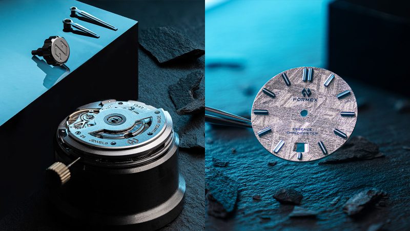 Formex Essence FortyOne Space Ghost watch featuring a 41mm stainless steel case, meteorite dial, COSC-certified automatic movement, and micro-adjustable bracelet.
