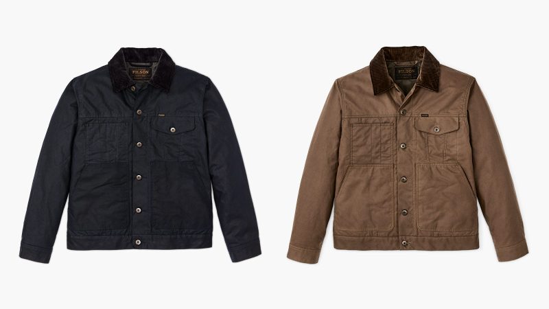 Filson Insulated Short Cruiser Jacket in waxed cotton with PrimaLoft insulation, corduroy lining, and rugged utility pockets.
