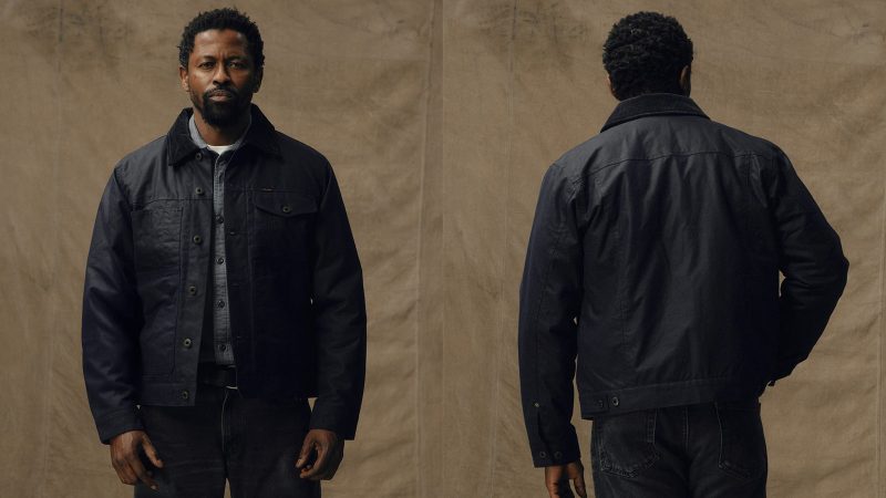 Filson Insulated Short Cruiser Jacket in waxed cotton with PrimaLoft insulation, corduroy lining, and rugged utility pockets.