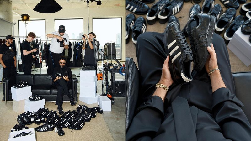 Kith x Adidas Superstar Black Tie 2.0 sneaker in premium black leather with waxed laces and dress shoe-inspired detailing.
