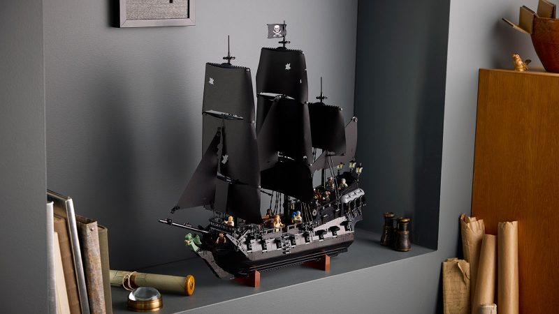 LEGO Icons Captain Jack Sparrow’s Pirate Ship set showcases detailed sails, decks, and pirate design inspired by ‘Pirates of the Caribbean.’