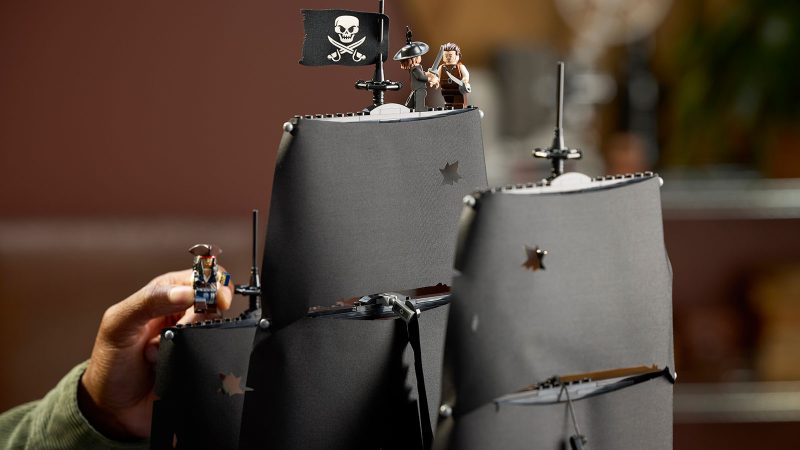 LEGO Icons Captain Jack Sparrow’s Pirate Ship set showcases detailed sails, decks, and pirate design inspired by ‘Pirates of the Caribbean.’