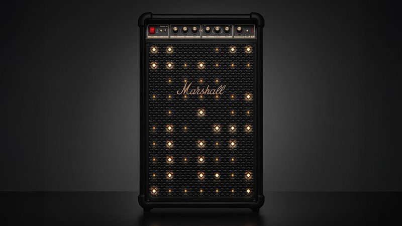 Marshall Bromley 750 Party Speaker with amp-style knobs, stage lights, and 40-hour battery life, designed for powerful 360° sound.