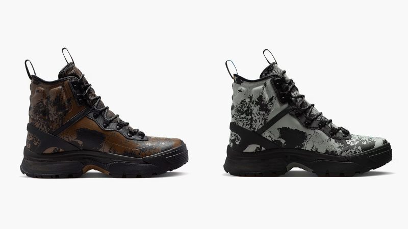 The Nike ACG Zoom Gaiadome Digi Camo boot with Gore-Tex lining, Air Zoom cushioning, and rugged TrailFrame support.