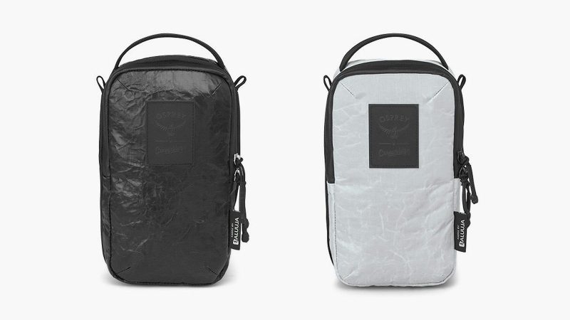 Osprey x Carryology Archeon “Fūjin” backpack and modular pouch with ALUULA Durlyte™ fabric, modular pouch attachment, AirSpeed suspension, and wind camo interior.