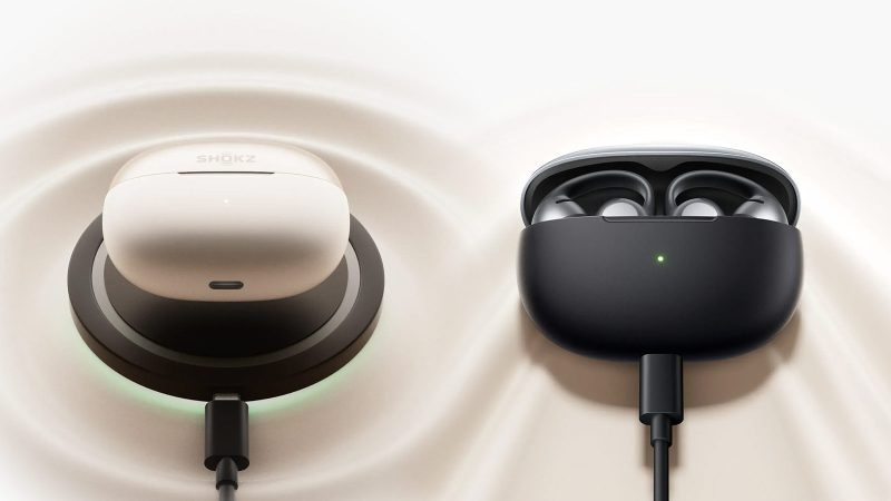 Shokz OpenDots One open-ear clip-on earbuds featuring Dolby Audio, secure lightweight fit, and 40-hour battery life in a sleek, water-resistant design.