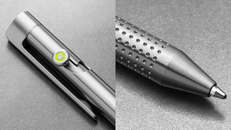 The James Brand Kent bolt-action pen in stainless steel with a minimalist design and durable clip, built for everyday carry.
