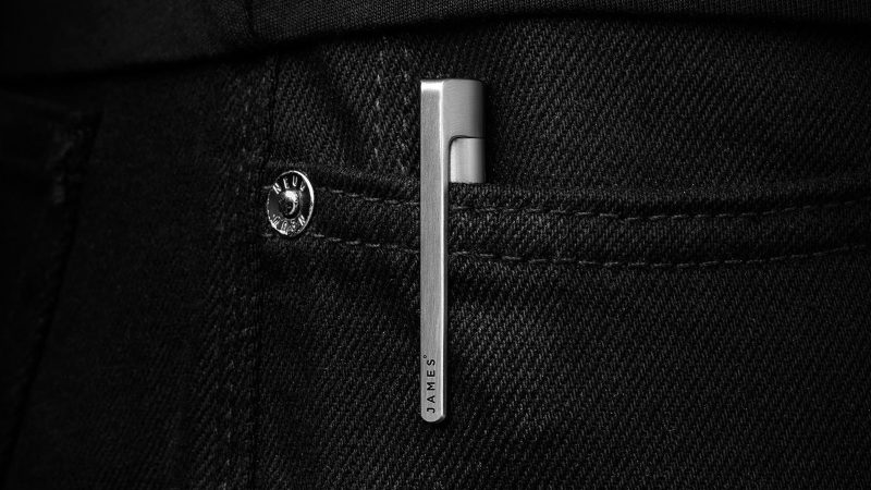 The James Brand Kent bolt-action pen in stainless steel with a minimalist design and durable clip, built for everyday carry.