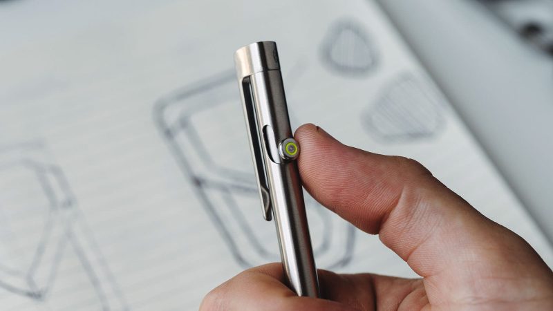 The James Brand Kent bolt-action pen in stainless steel with a minimalist design and durable clip, built for everyday carry.