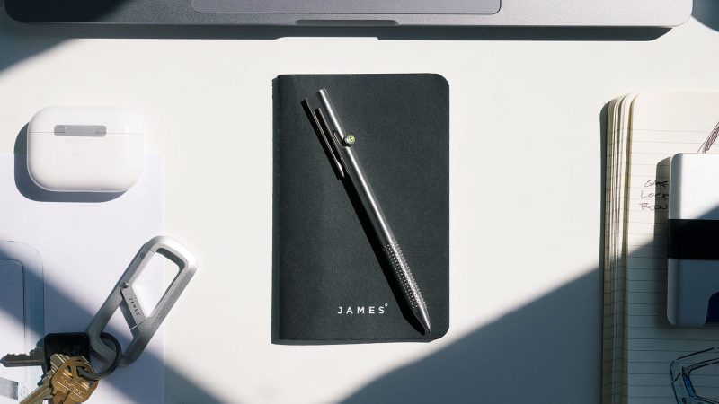 The James Brand Kent bolt-action pen in stainless steel with a minimalist design and durable clip, built for everyday carry.