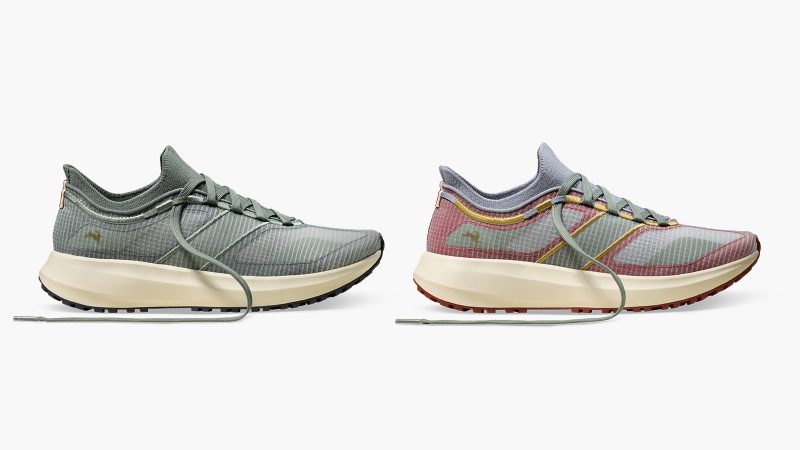 Tracksmith’s Eliot Range trail running shoe in minimalist design with Vibram XS Trek Evo outsole and Merino wool bootie for comfort and traction.