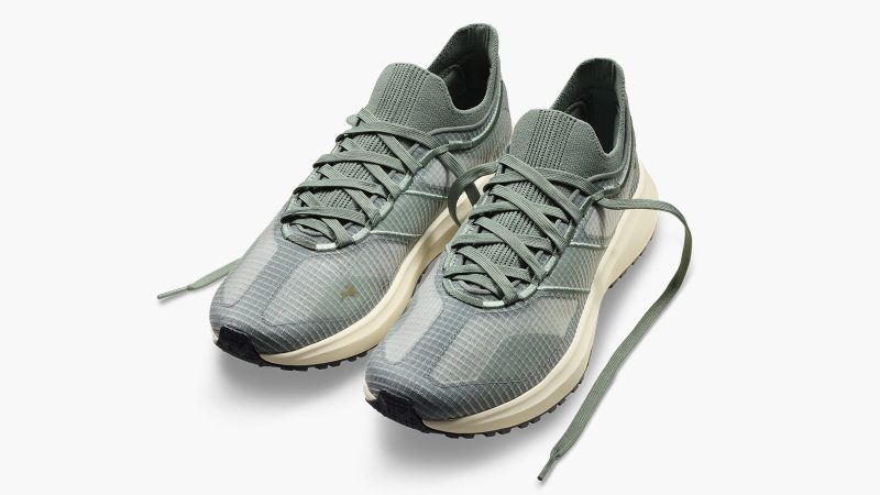 Tracksmith’s Eliot Range trail running shoe in minimalist design with Vibram XS Trek Evo outsole and Merino wool bootie for comfort and traction.