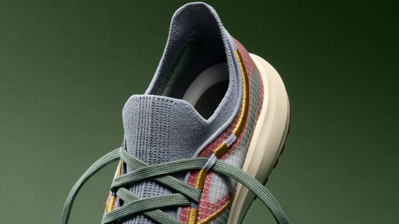 Tracksmith’s Eliot Range trail running shoe in minimalist design with Vibram XS Trek Evo outsole and Merino wool bootie for comfort and traction.