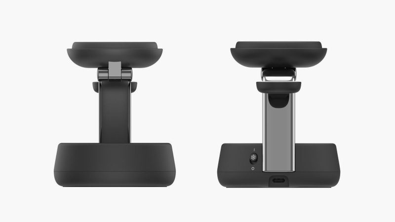 Belkin UltraCharge Pro 3-in-1 Magnetic Charging Dock with Qi2 25W fast charging, ChillBoost cooling, and sleek chrome design for iPhone, Apple Watch, and AirPods.