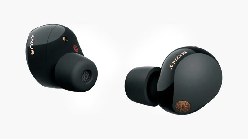 Sony WF-1000XM5 earbuds against a white background