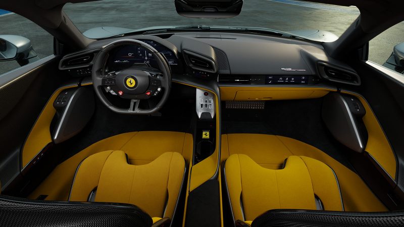 The 2027 Ferrari 849 Testarossa hybrid supercar in coupe and Spider form, delivering 1,036 horsepower with bold design and advanced aerodynamics.