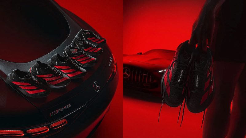 Adidas Adizero x Mercedes-AMG collection showcases racing-inspired sportswear with sleek, performance-driven design.