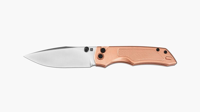 ArtisanCutlery Wizard Folding Knife with Copper Handle and High-Quality Steel Blade for Everyday Carry, EDC, and Outdoor Use