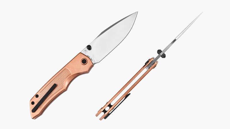 ArtisanCutlery Wizard Folding Knife with Copper Handle and High-Quality Steel Blade for Everyday Carry, EDC, and Outdoor Use