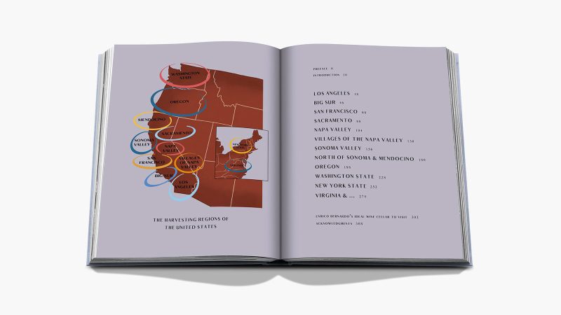 Assouline’s Wine & Travel: United States of America book features Enrico Bernardo’s journey through Napa, the Willamette Valley, Santa Barbara, and beyond, accompanied by over 400 illustrations.