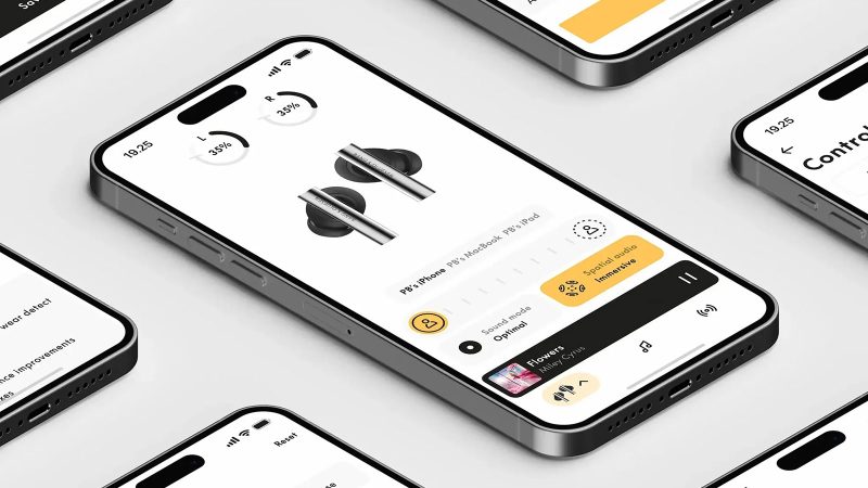 The Bang & Olufsen BeoGrace earphones boast a sleek, minimalist design that showcases luxury craftsmanship, premium audio performance, and modern wireless technology.