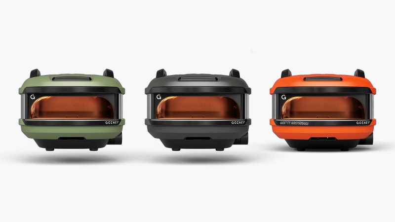 The Gozney Tread Modular Portable Pizza Oven is constructed with steel and comes with a cooking stone and gas burner.