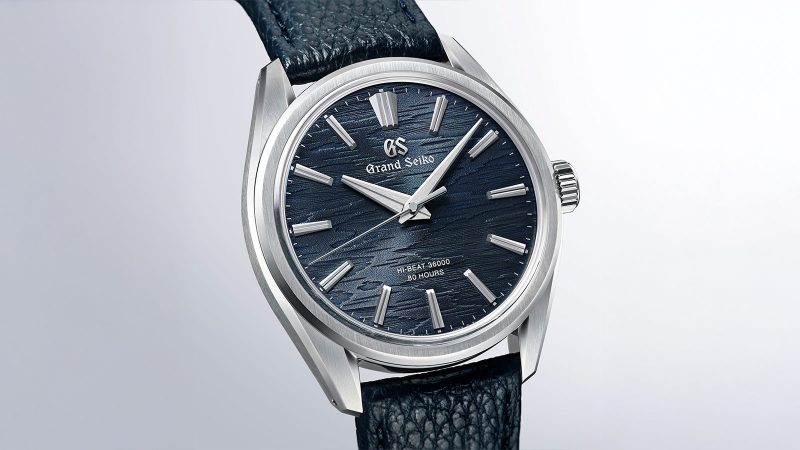 Grand Seiko Evolution 9 SLGW007 watch with moonlit birch dial, 38.6mm steel case, 9SA4 Hi-Beat movement, and 80-hour power reserve.
