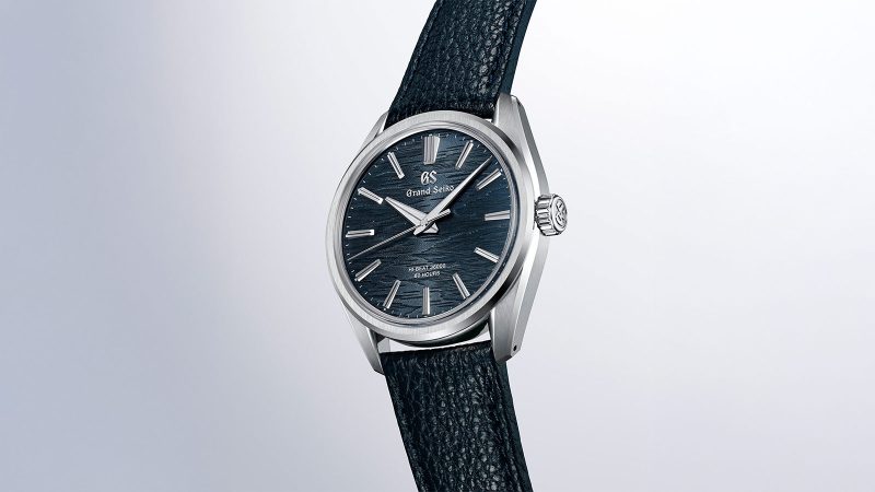Grand Seiko Evolution 9 SLGW007 watch with moonlit birch dial, 38.6mm steel case, 9SA4 Hi-Beat movement, and 80-hour power reserve.
