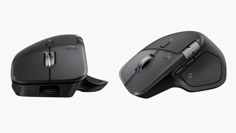 Logitech MX Master 4 productivity mouse with haptic feedback, Actions Ring shortcuts, MagSpeed scrolling, and eco-conscious design.