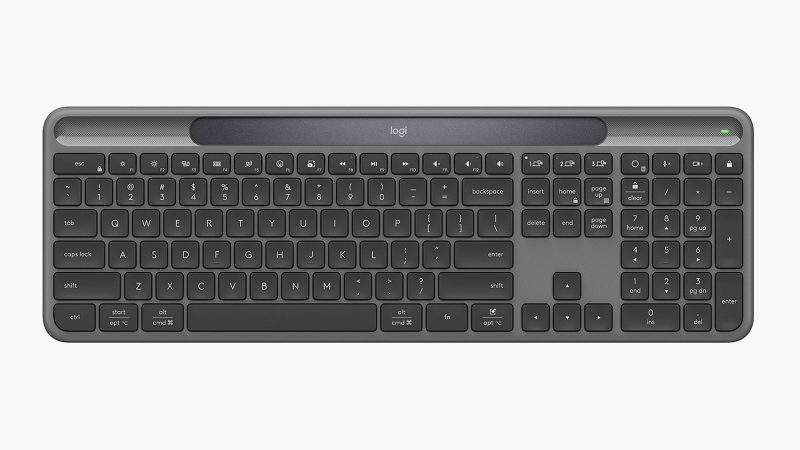 Logitech’s Signature Slim Solar+ K980 wireless solar-powered keyboard features a sleek, slim design and provides infinite charging from natural and indoor light.