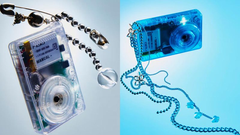 Manual HOLO transparent digital camera with Y2K-inspired design and 50MP lens.