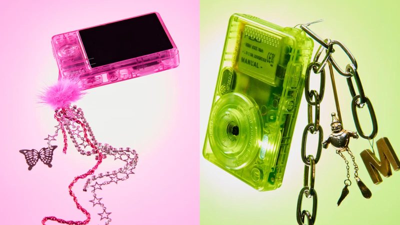 Manual HOLO transparent digital camera with Y2K-inspired design and 50MP lens.