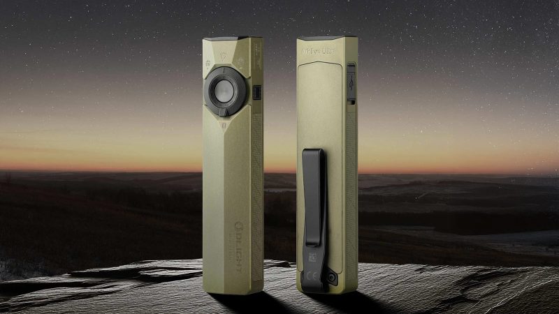 Olight ArkPro Series tactical flashlight with multiple brightness modes and USB-C charging